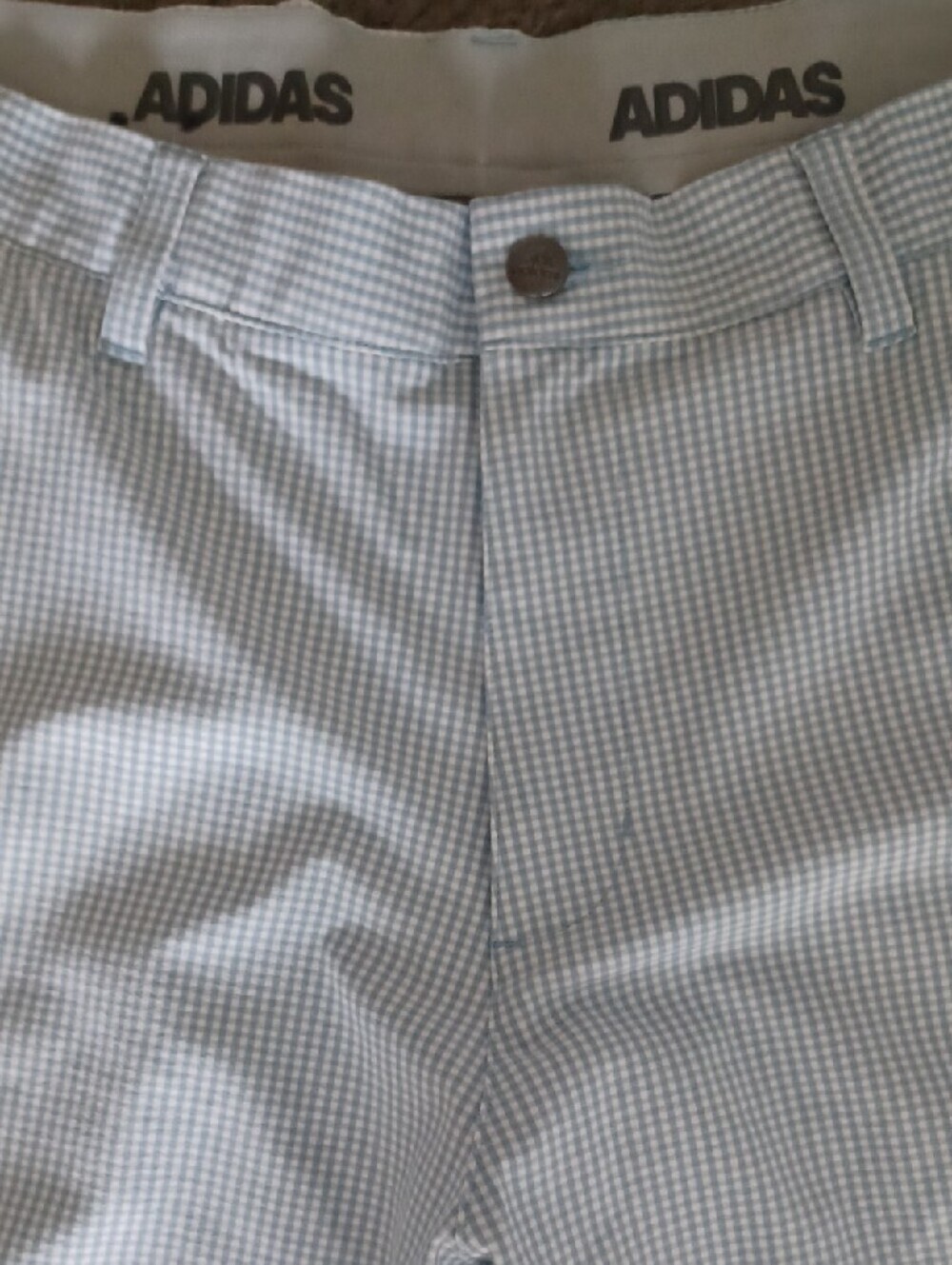 Adidas Men’s Light Blue Seersucker Flat Front Shorts